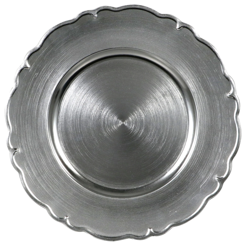 Silver Scroll Charger Plates / Service Plate for rent by Royal Table Settings  