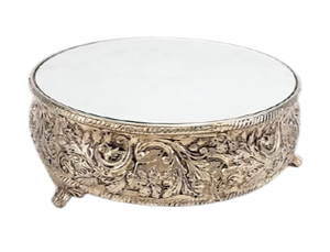 Mirror Cake Stand Silver-Plated by  Royal Table Settings Vintage Party Rentals