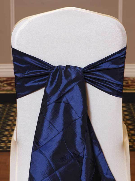 Navy Color Pintuck Sashes Example Rental by Royal Table Settings
