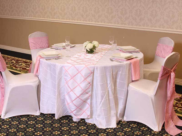 Pink Color Pintuck Sashes Examples Rentals by Royal Table Settings