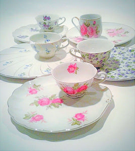 Tennis Plates also known as Snack Plate with Matching Tea Cup Set - Vintage Party Rentals - Royal Table Settings