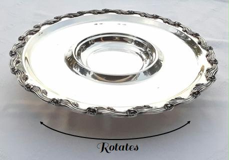 Large Rotating Silver-Plated Serving Tray.  Party rentals by Royal Table Settings. 