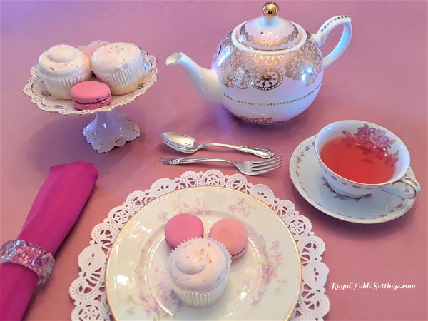Color Napkin, Vintage Tea Pots, tea cups and more for rental by Royal Table Settings. Tea Party Rentals.