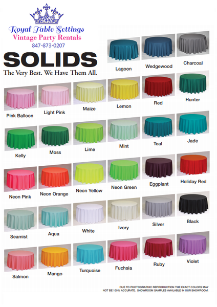 Solid Color Polyester Table Linens - 90" x 156" Rectangle
