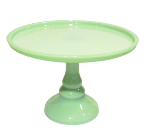 Large Green Glass Cake Stand or Jadite Cake Stand. Vintage Party Rentals. Royal Table Settings