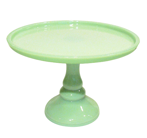 Large Green Glass Cake Stand or Jadite Cake Stand. Vintage Party Rentals. Royal Table Settings