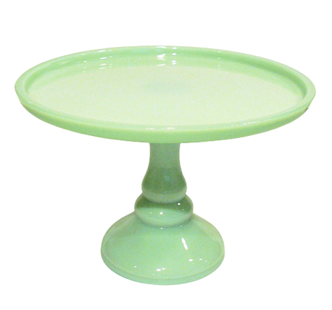 Large Green Glass Cake Stand or Jadite Cake Stand. Vintage Party Rentals. Royal Table Settings