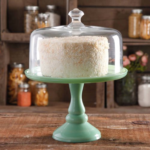 Green Glass Pedestal Cake Stand