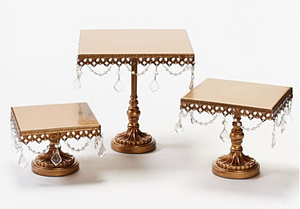 Square Chandelier Cake Stands for Rental by Royal Table Settings